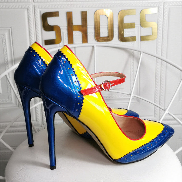 Contrast Color Patchwork Pumps