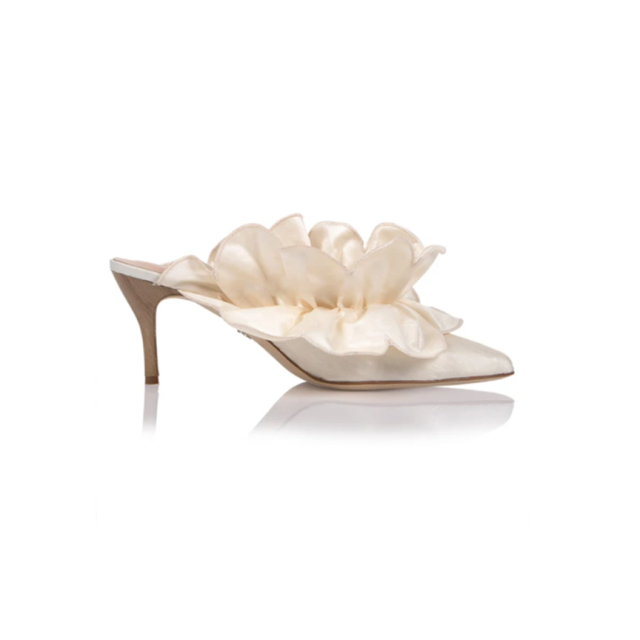 Silk White Flower  Stiletto Sandals