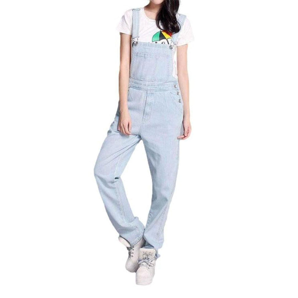 Women's light blue denim overall