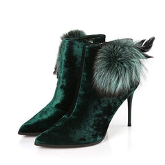 Mink Velvet Fur High Heel Boots