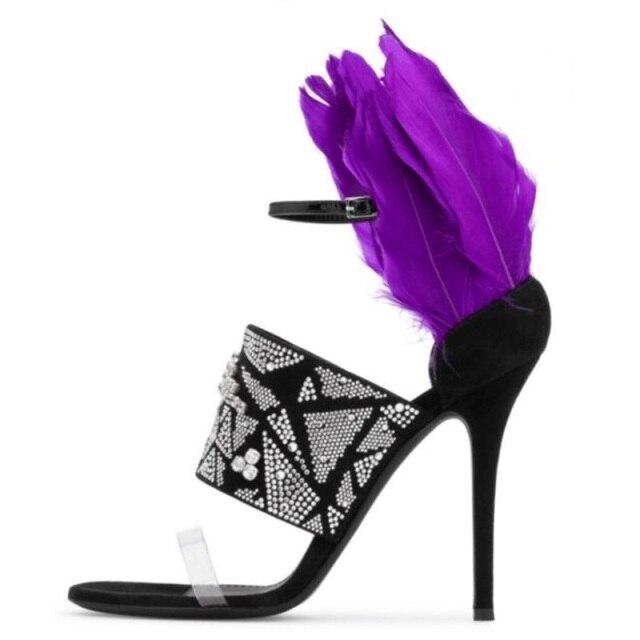 Purple Feather Sandals