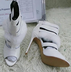 White Fur Ankle Boots