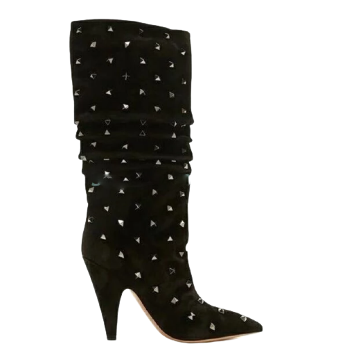 Rivets Slouch Knee High Boots